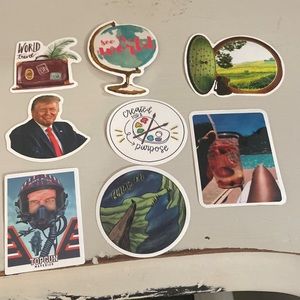 Set of 8 New vinyl stickers. Waterproof 💦 outdoor, art, trump, travel.